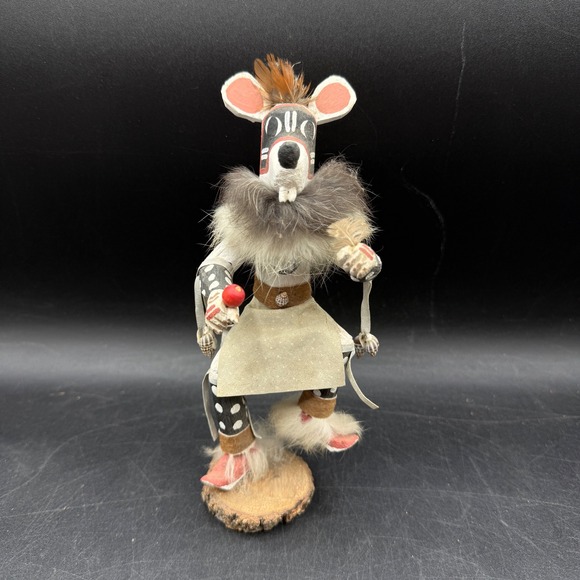 Other - Vintage 7" White Mouse Kachina Doll Dancer Native American Folk Art Hand Painted
